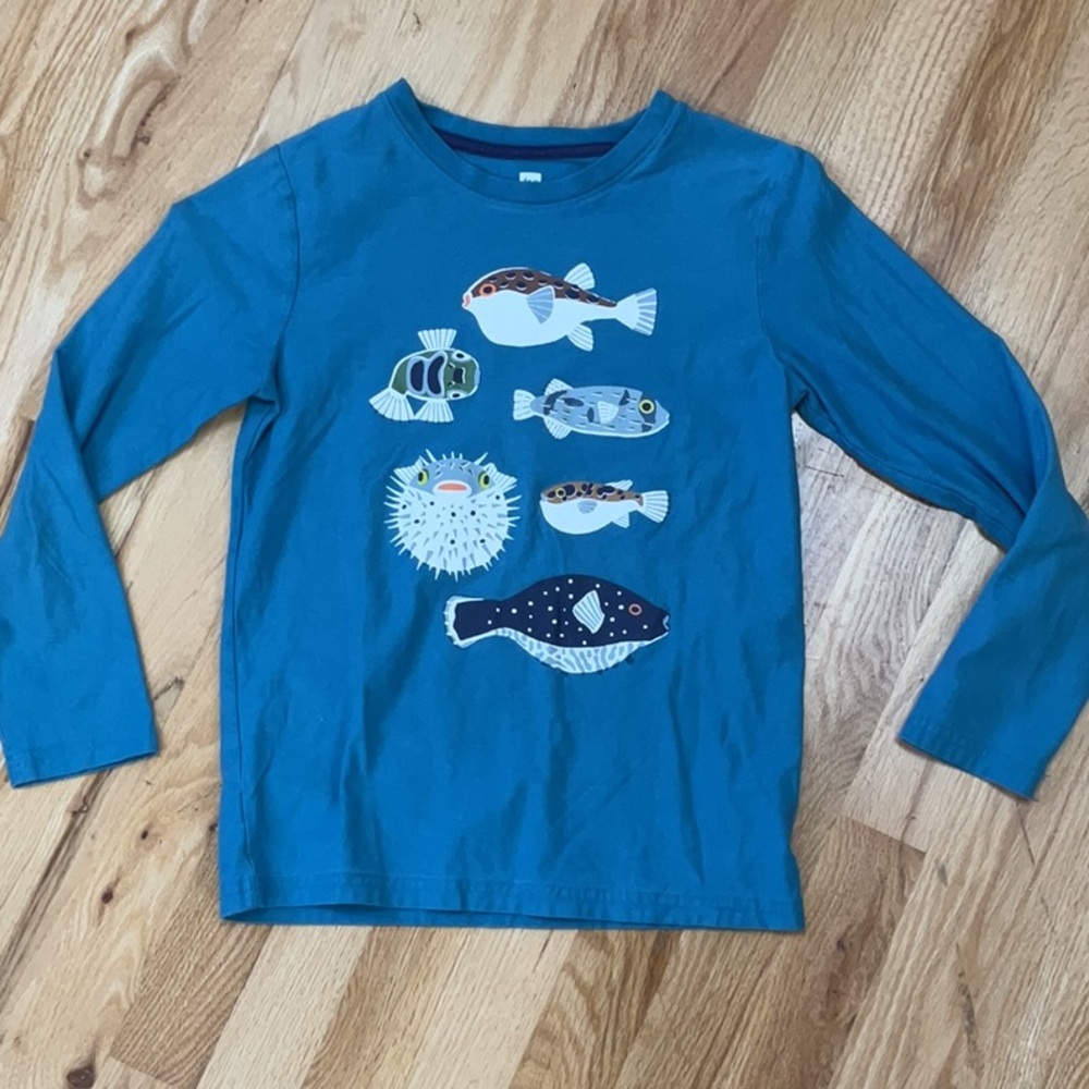 Tea Collection Azure Blue Long Sleeve Tee